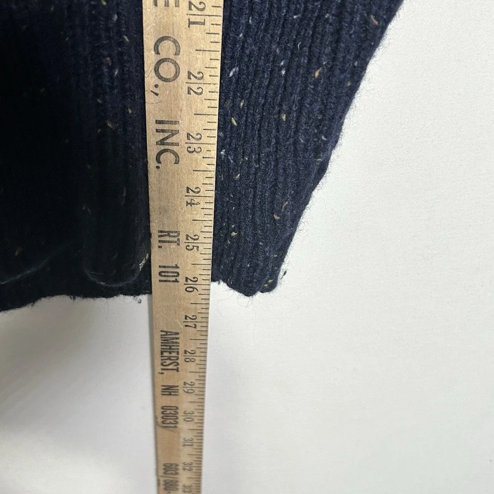 prAna Mens Hooded Henley Sweater Mmedium Lambswool Blend Blue Chunky Knit Toggle